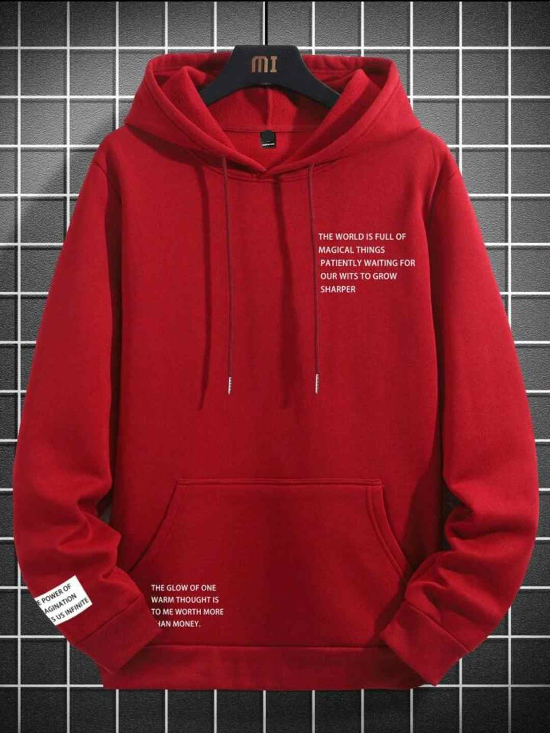 Mens Printed Kangaroo Hoodie GRMPRKH2 - Red