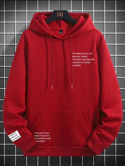 Mens Printed Kangaroo Hoodie GRMPRKH2 - Red