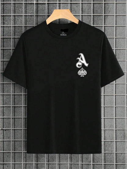 Mens Cotton Sticker Printed T-Shirt TTMPS136 - Black