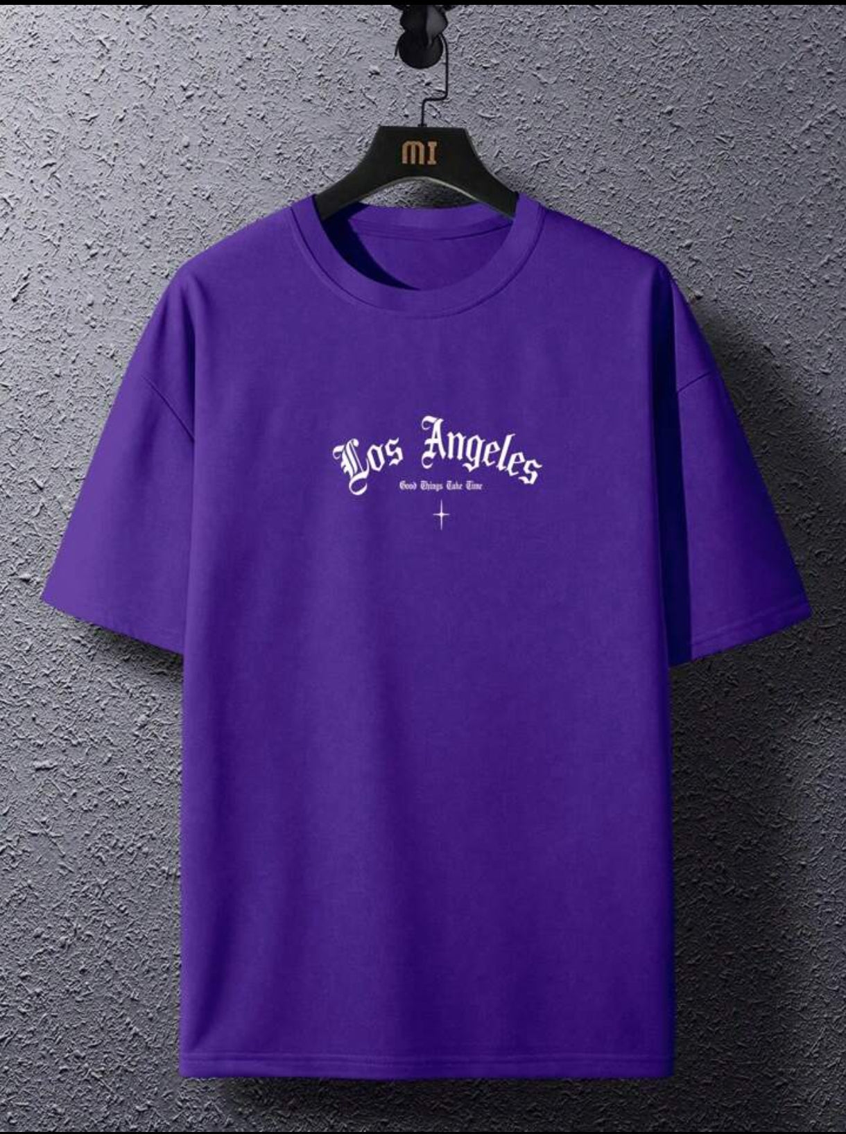 Mens Cotton Sticker Printed T-Shirt by Tee Tall TTMPS140 - Purple