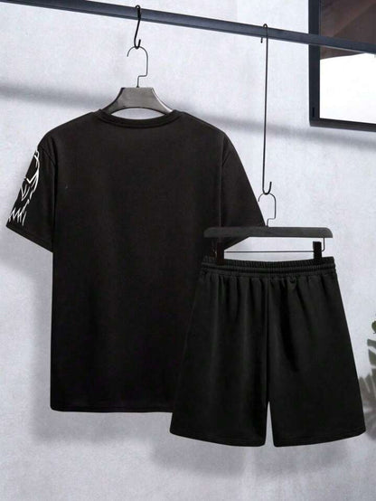 Mens Summer Shorts + T-Shirt Set - TTMSS200 - Black Black