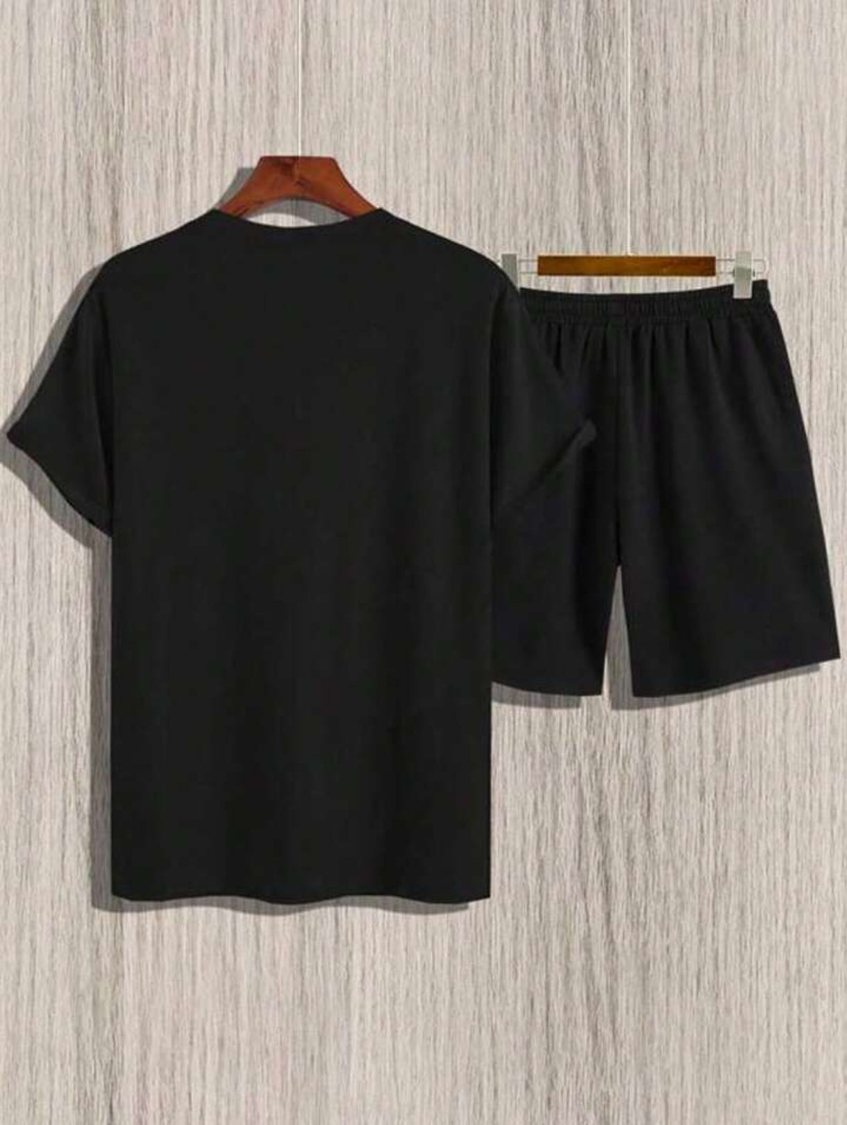 Mens Summer Shorts + T-Shirt Set - TTMSS209 - Black Black