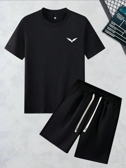 Mens Summer Shorts + T-Shirt Set - TTMSS212 - Black Black