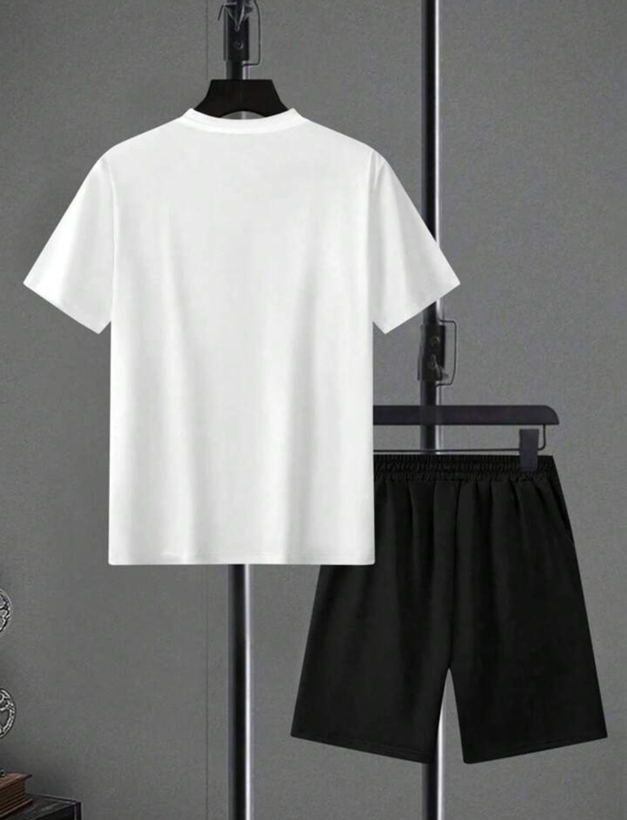 Mens Summer Shorts + T-Shirt Set - TTMSS215 - White Black