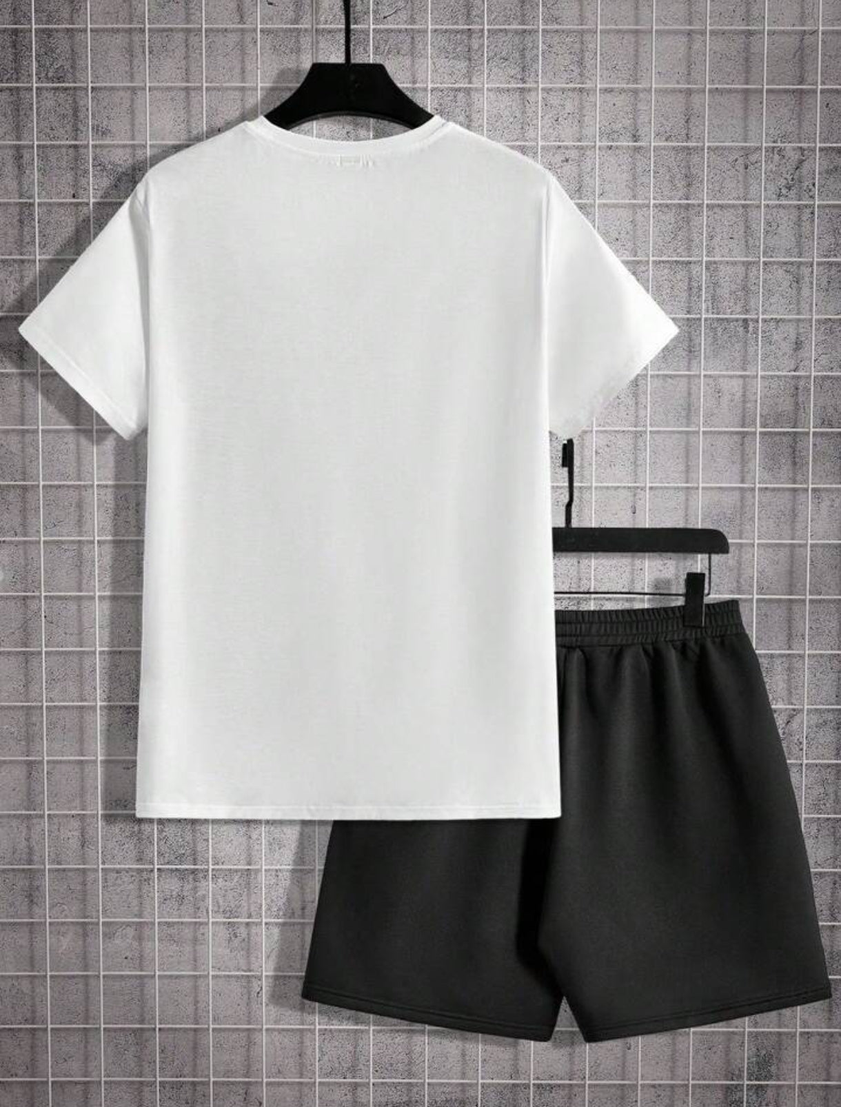 Mens Summer Shorts + T-Shirt Set - TTMSS214 - White Black