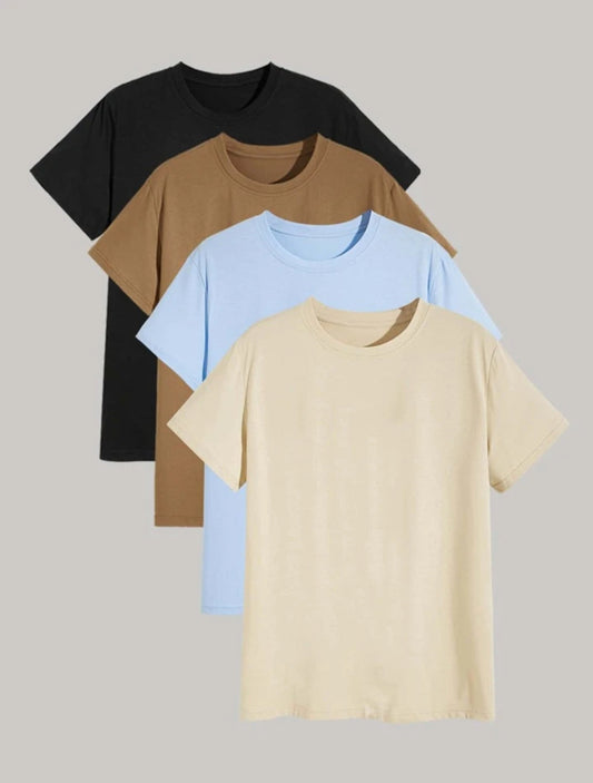 Mens 4 Plain Round Neck T-Shirt Bundle M4PTBU1