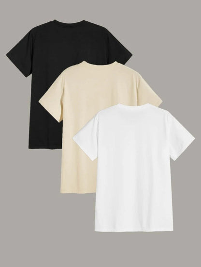 Mens 3 Plain Round Neck T-Shirt Bundle M3PTBU3