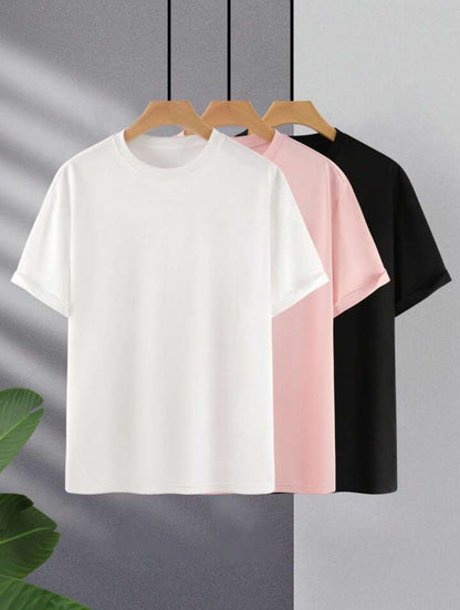 Mens 3 Plain Round Neck T-Shirt Bundle M3PTBU4