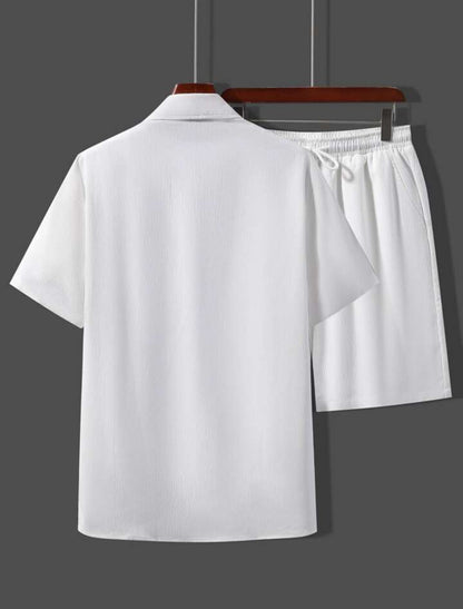 Mens Viscose Shorts + Shirt Set - TTVMS1 - White - Low Cost Edition