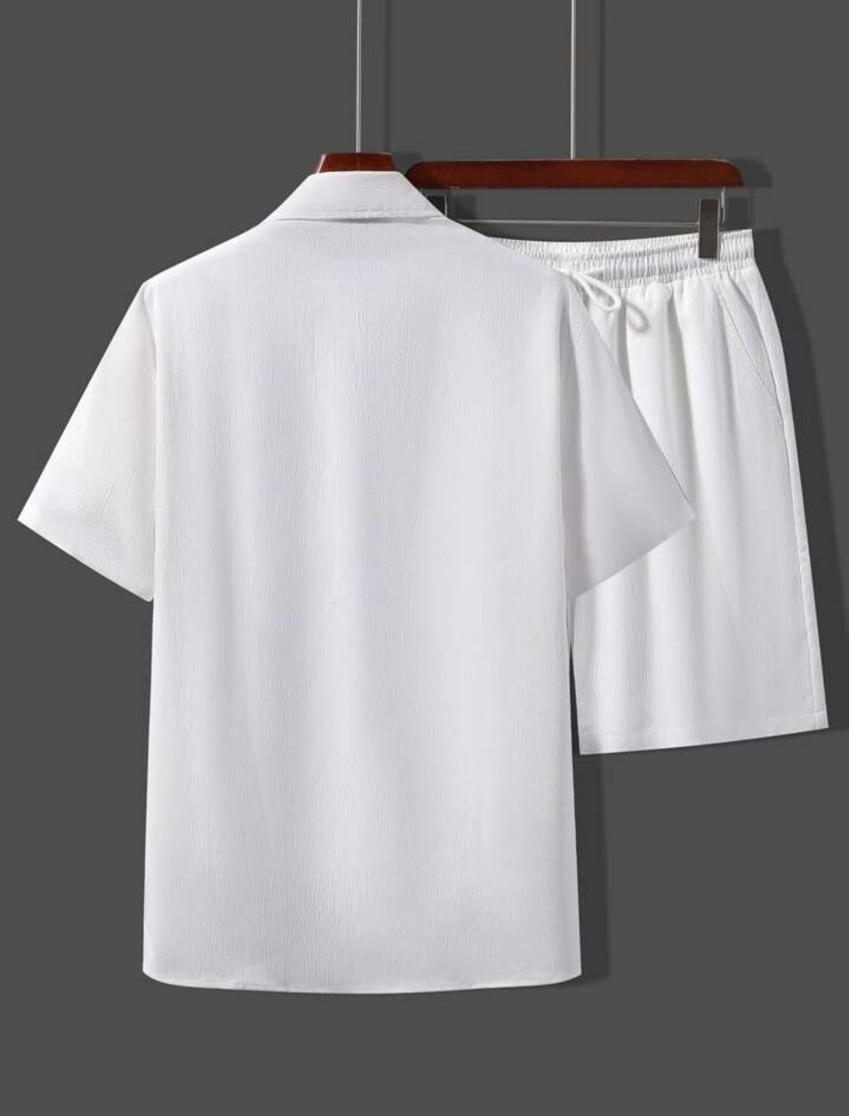 Mens Viscose Shorts + Shirt Set - TTVMS1 - White - Low Cost Edition