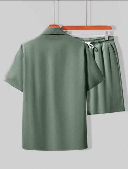 Mens Viscose Shorts + Shirt Set - TTVMS1 - Green - Low Cost Edition