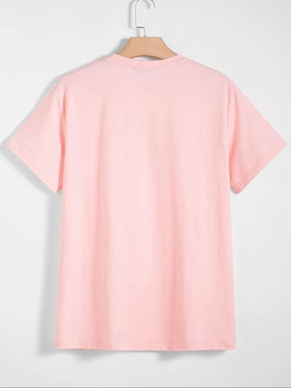 Mens Cotton Sticker Printed T-Shirt TTMPS147 - Pink