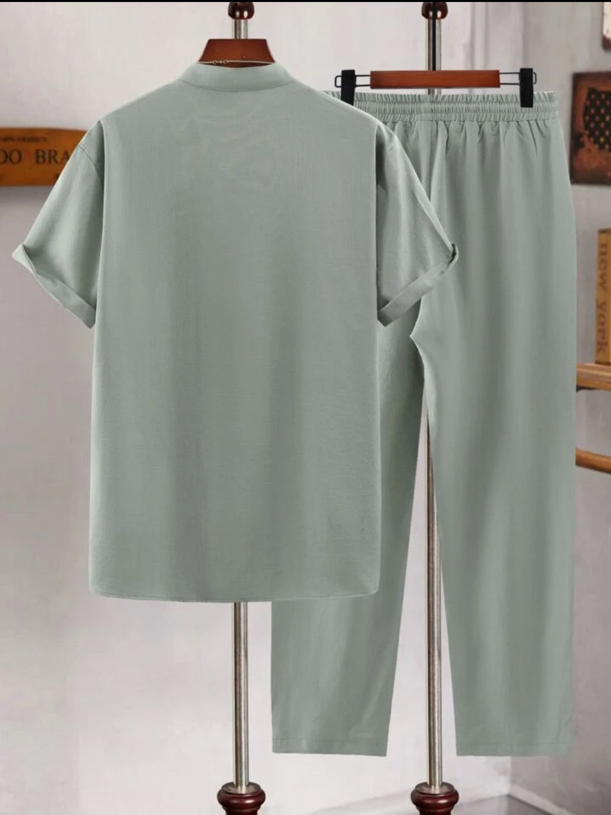 Mens Viscose Pants + Shirt Set - TTVMS2 - Green - Low Cost Edition