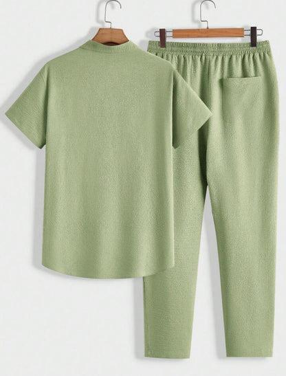Mens Viscose Pants + Shirt Set - TTVMS3 - Mint Green - Low Cost Edition