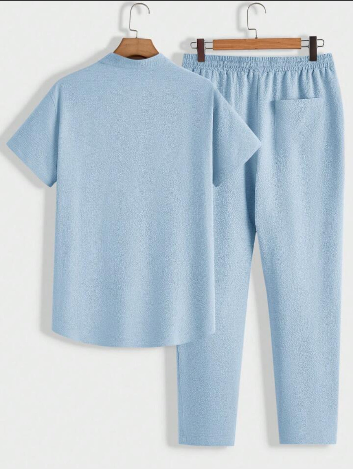 Mens Viscose Pants + Shirt Set - TTVMS3 - Light Blue - Low Cost Edition