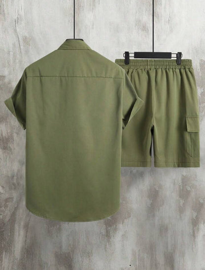 Mens Viscose Shorts + Shirt Set - TTVMS5 - Green - Low Cost Edition