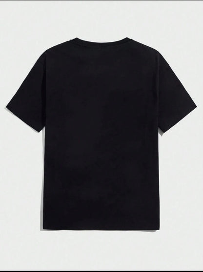 Mens Cotton Sticker Printed T-Shirt TTMPS155 - Black