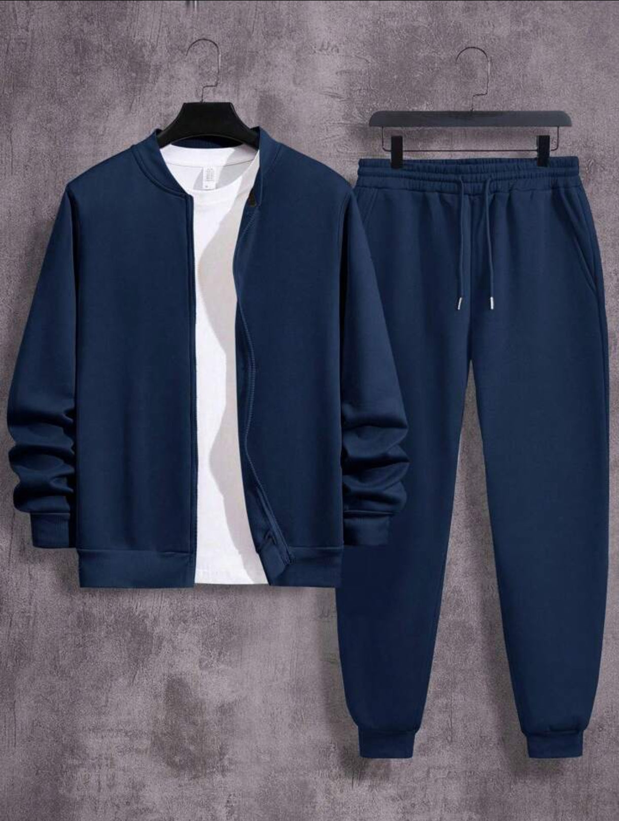 Mens Plain Bomber Jacket and Pants Set by Tee Tall - MPBOZJSET1 - Navy Blue