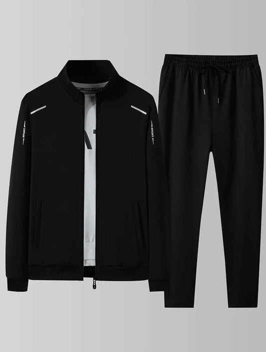 Mens Plain Zip Jacket and Pants Set by Tee Tall - MPBOZJSET2 - Black