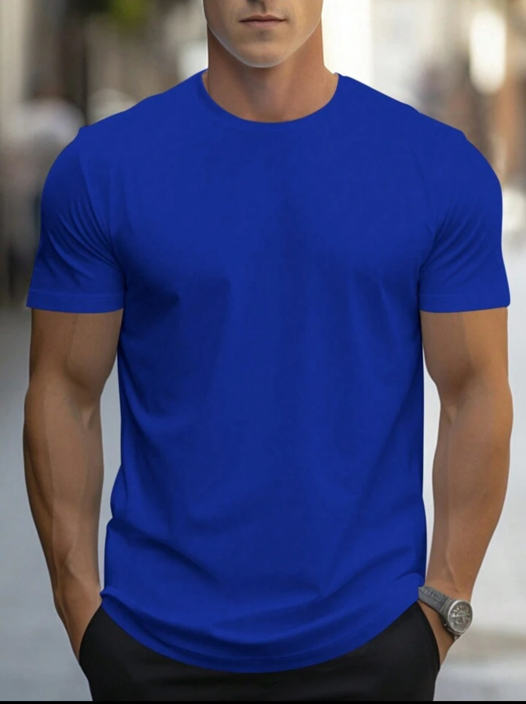 Mens Cotton Half Sleeve Round Neck T-Shirt TTHSRNTS - Royal Blue