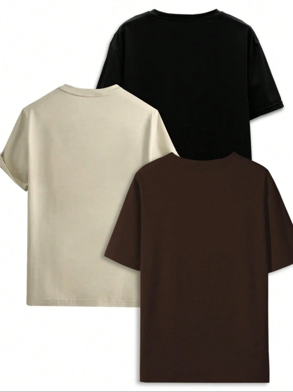 Mens 3 Plain Round Neck Printed T-Shirt Bundle M3PRTBU5