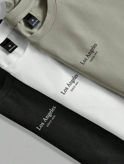 Mens 3 Plain Round Neck Printed T-Shirt Bundle M3PRTBU16