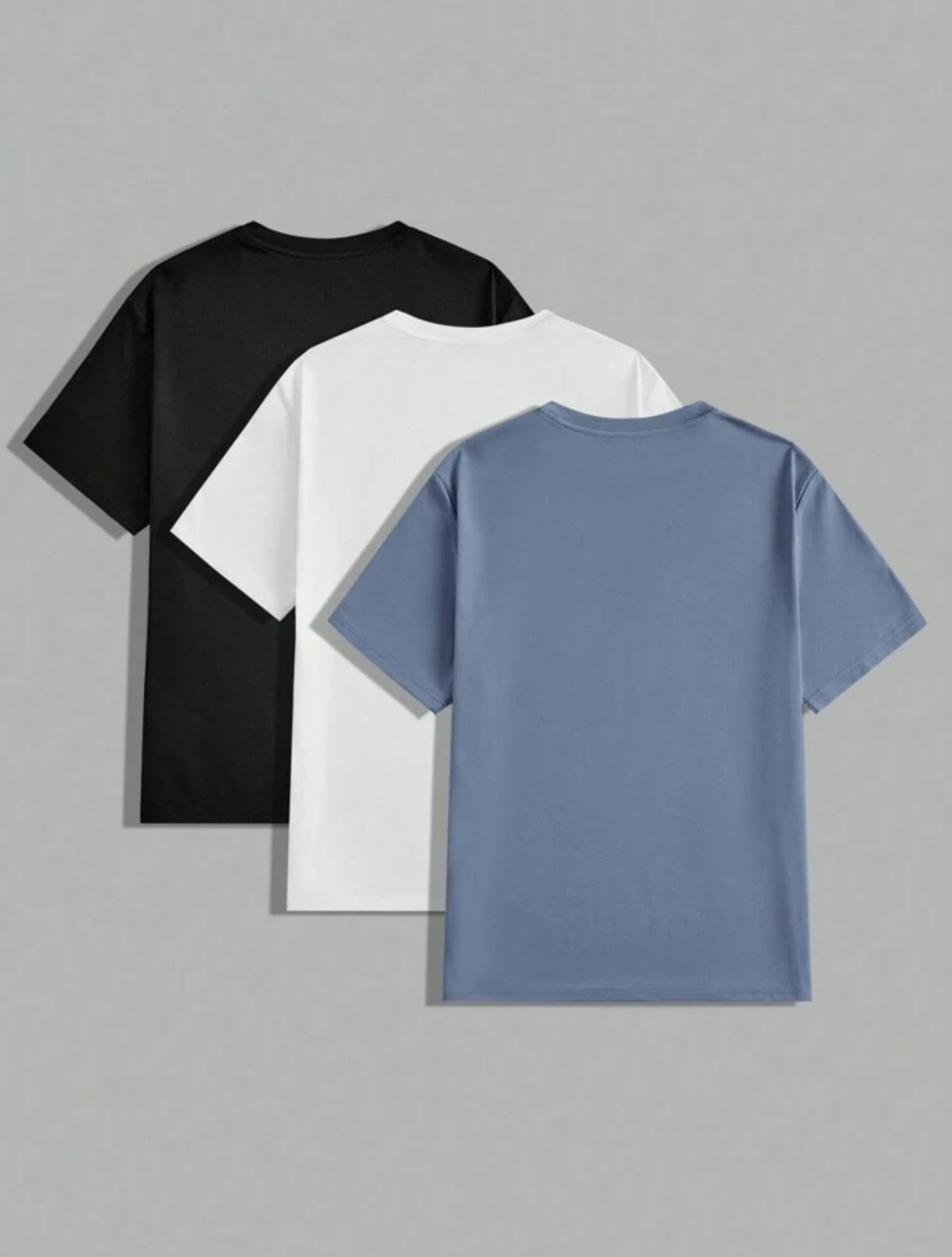 Mens 3 Plain Round Neck Printed T-Shirt Bundle M3PRTBU14