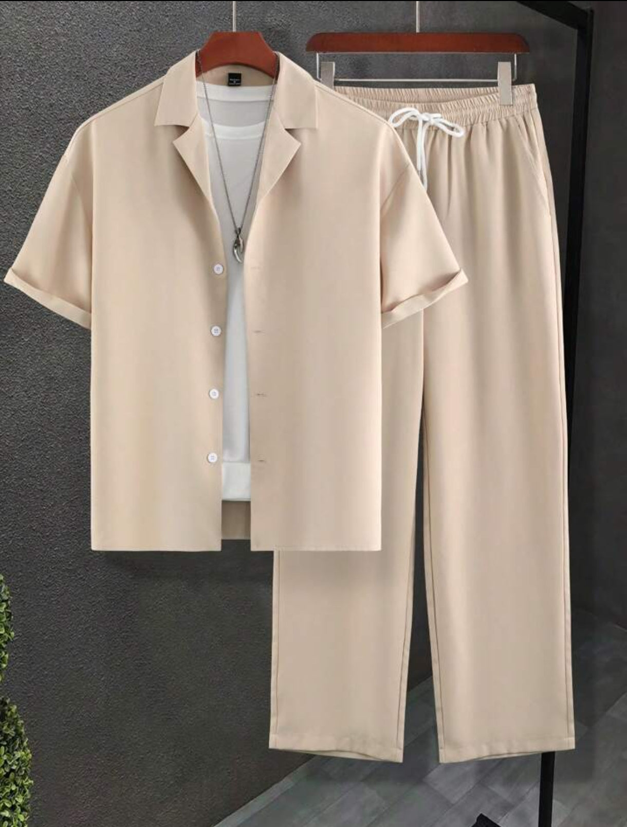 Mens Viscose Pants + Shirt Set - TTVMS22 - Cream