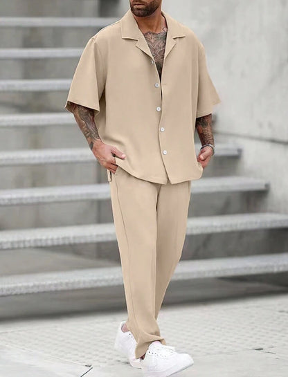 Mens Viscose Pants + Shirt Set - TTVMS22 - Cream