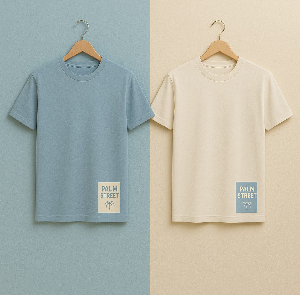 Bundle of 2 Printed T-Shirts - PBUN2TS16 - Light Blue Cream