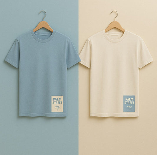 Bundle of 2 Printed T-Shirts - PBUN2TS16 - Light Blue Cream