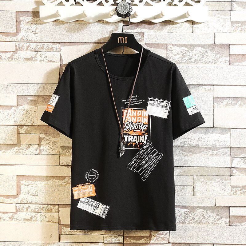 Mens Sticker Printed T-Shirt MMSPS59 - Black
