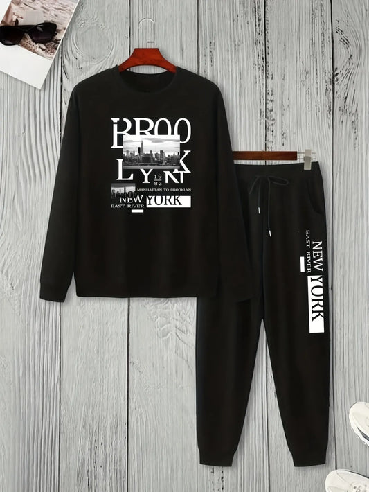 Mens Sweatshirt and Pants Set by Tee Tall - MSPSTT19 - Black Black