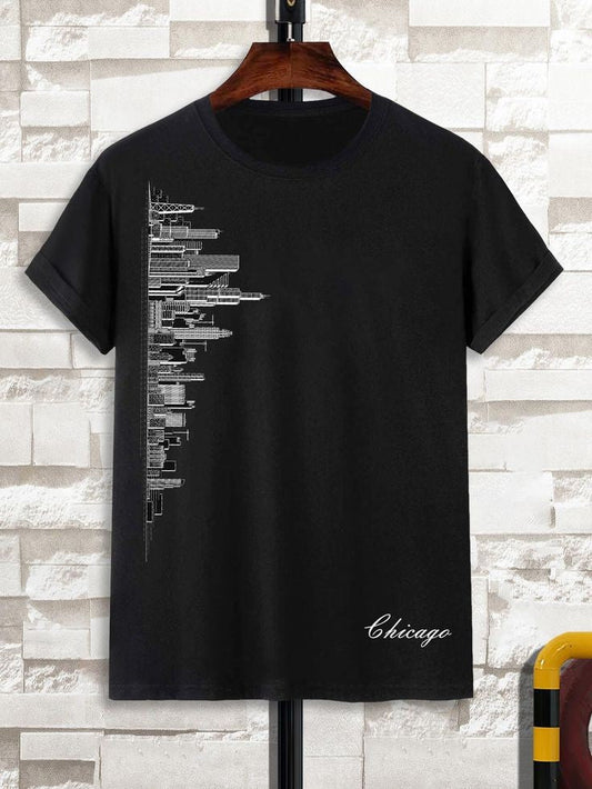 Mens Cotton Sticker Printed T-Shirt TTMPS65 - Black