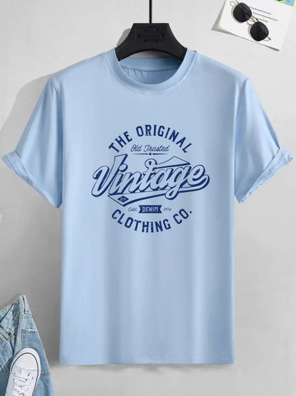 Mens Cotton Sticker Printed T-Shirt TTMPS149 - Light Blue