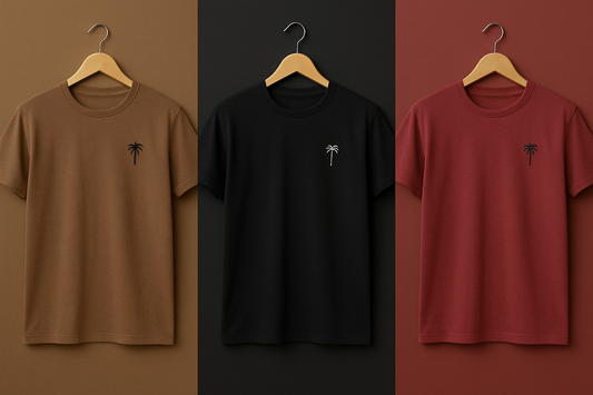 Palm Street Bundle of 3 Printed T-Shirts - PBUN3TS3 - Maroon Brown Black