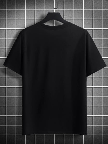 Mens Cotton Sticker Printed T-Shirt TTMPS79 - Black