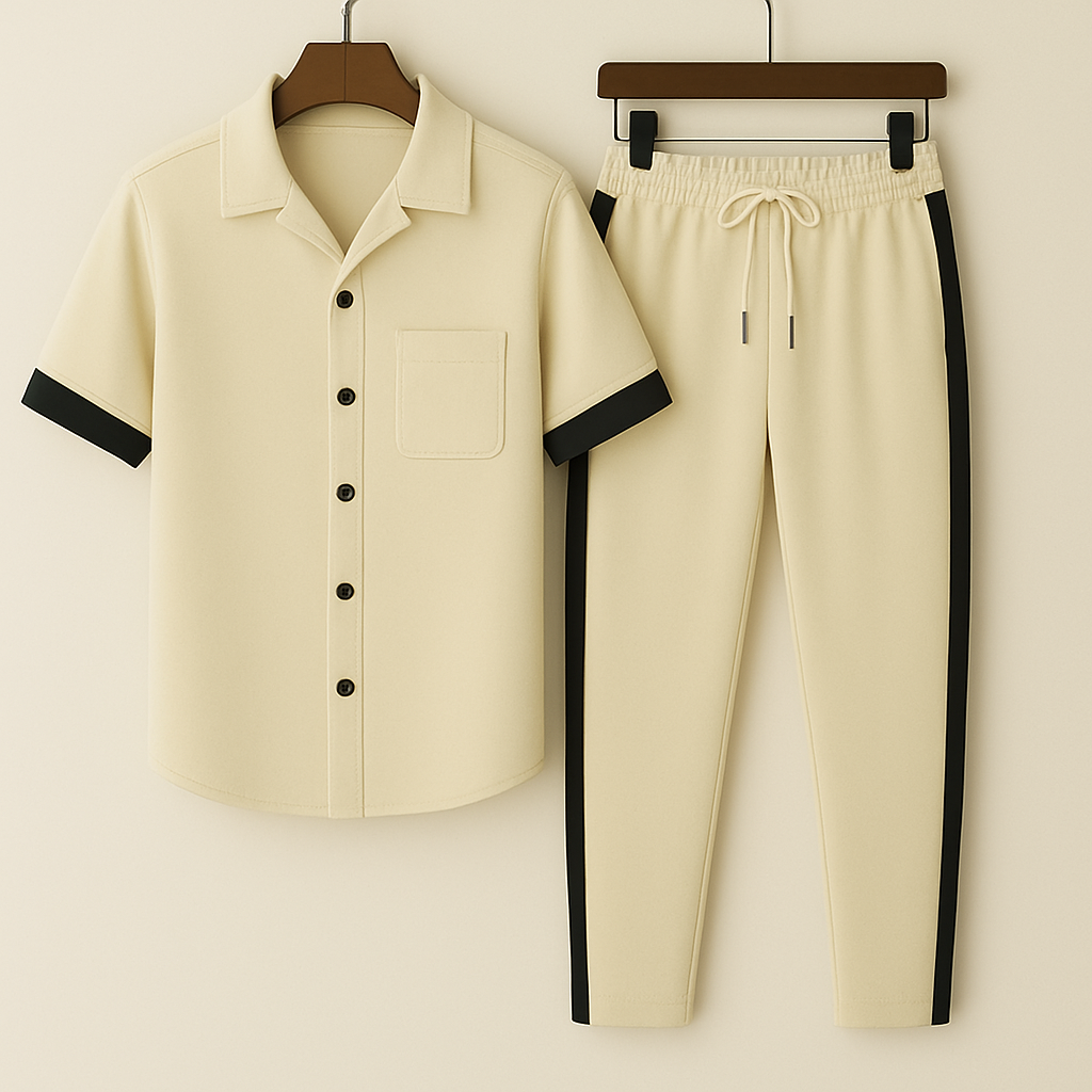 Mens Viscose Pants + Shirt Set - TTVMS30 - Cream