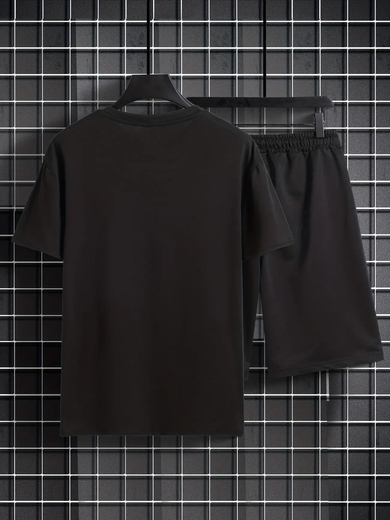 Mens Shorts and T-Shirt Summer Cotton Set - MMSS76 - Black Black