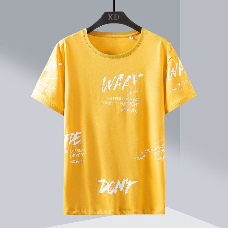 Mens Cotton Sticker Printed T-Shirt TTMPS76 - Yellow