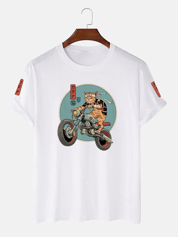 Mens Cotton Sticker Printed T-Shirt TTMPS44 - White