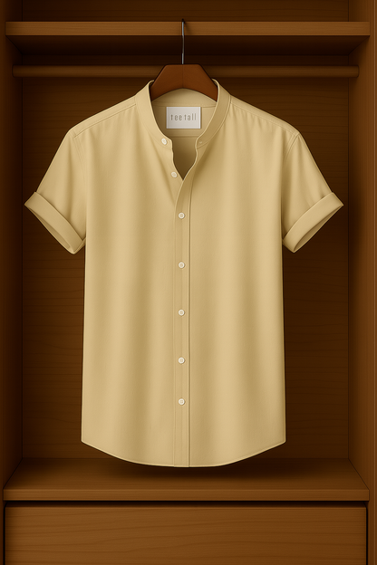 Mens Button Up Half Sleeve Shirt TTMBUS2 - Cream