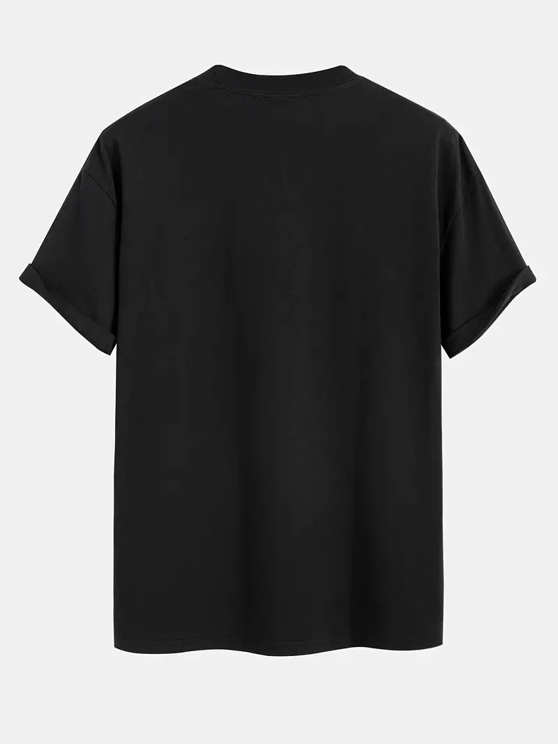 Mens Cotton Sticker Printed T-Shirt TTMPS152 - Black