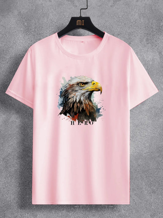 Mens Cotton Sticker Printed T-Shirt TTMPS91 - Pink