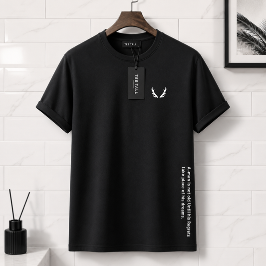 Mens Cotton Sticker Printed T-Shirt TTMPS15 - Black