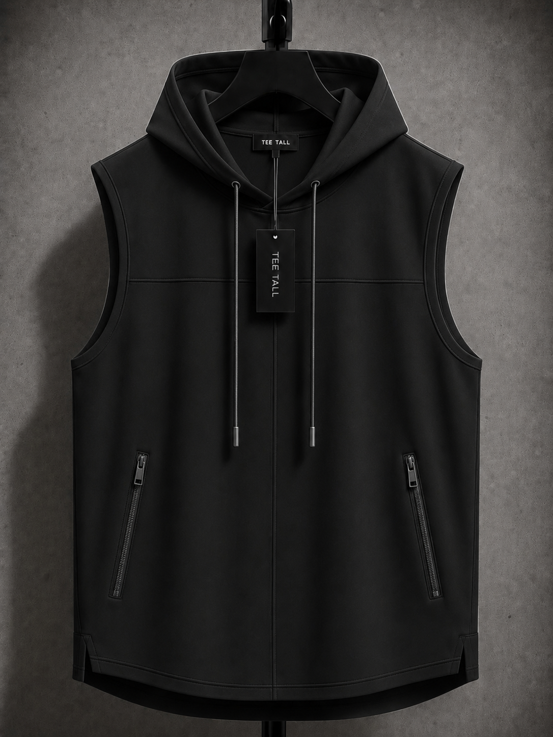 Mens Cotton Hooded Sleeveless T-Shirt CHST13 - Black