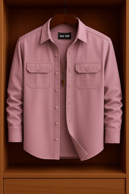Mens Button Up Cotton Full Sleeve Shirt TTMBUS124 - Pink