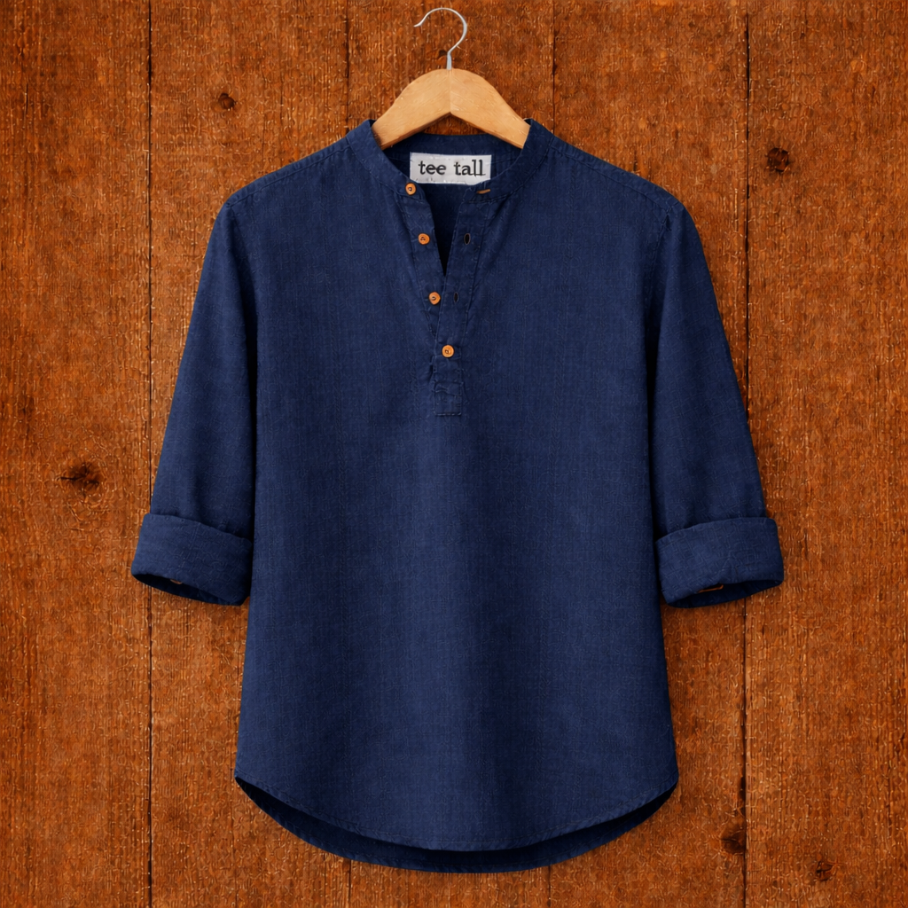 Mens Short Cotton Full Sleeve Kurta TTMSK29 - Blue