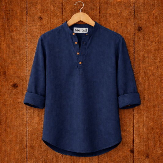 Mens Short Cotton Full Sleeve Kurta TTMSK29 - Blue