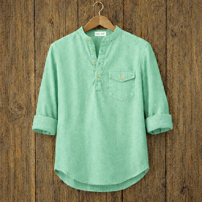 Mens Short Cotton Full Sleeve Kurta TTMSK19 - Mint Green